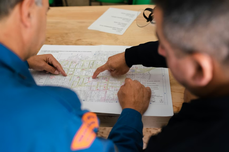 Profissional analisando documentação para diagnóstico e laudo técnico